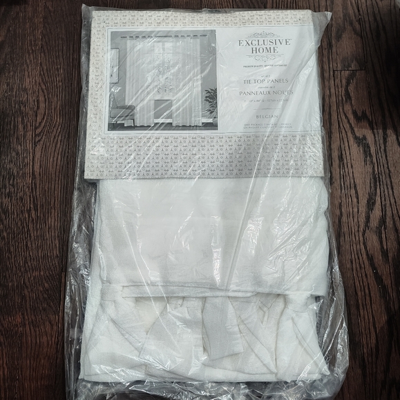 Exclusive Home Belgian Linen Style Sheer Curtain Panel Set Snowflake White - Picture 3 of 6